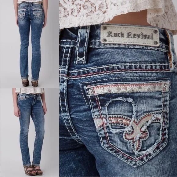 ▶️ ROCK REVIVAL ◀️ LUIZA STRAIGHT JEANS SIZE 30