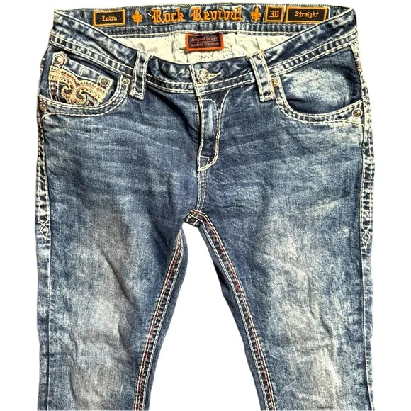 ▶️ ROCK REVIVAL ◀️ LUIZA STRAIGHT JEANS SIZE 30