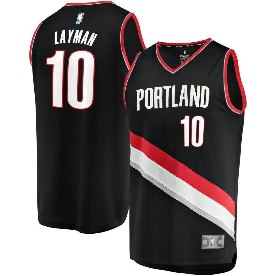 10 - Jake Layman Portland Trail Blazers Fast Break Team Color Player Jersey - Icon Edition - Black