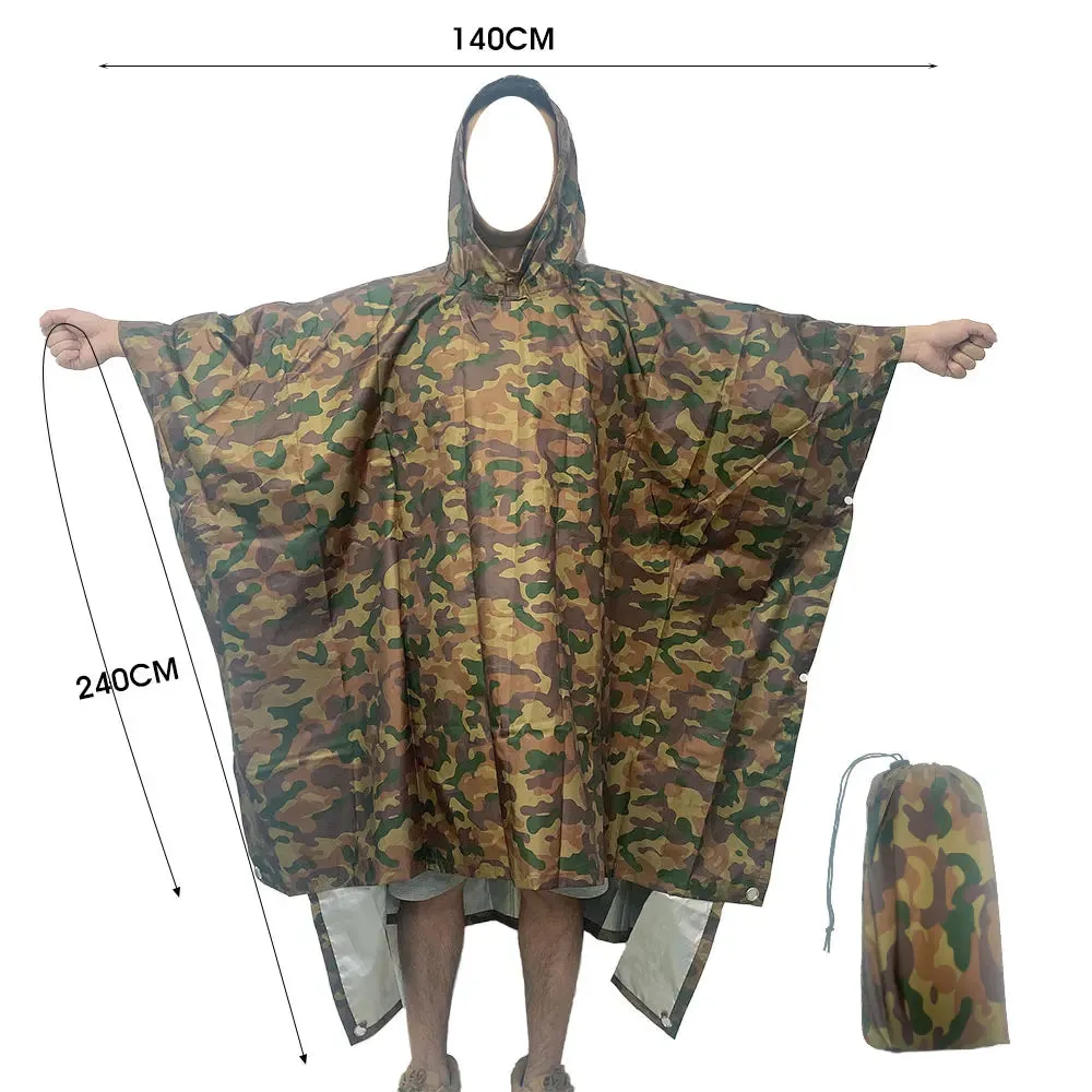 3-in-1 Outdoor Military Waterproof Raincoat - Rain Coat, Awning, Picnic Mat for Men and Women