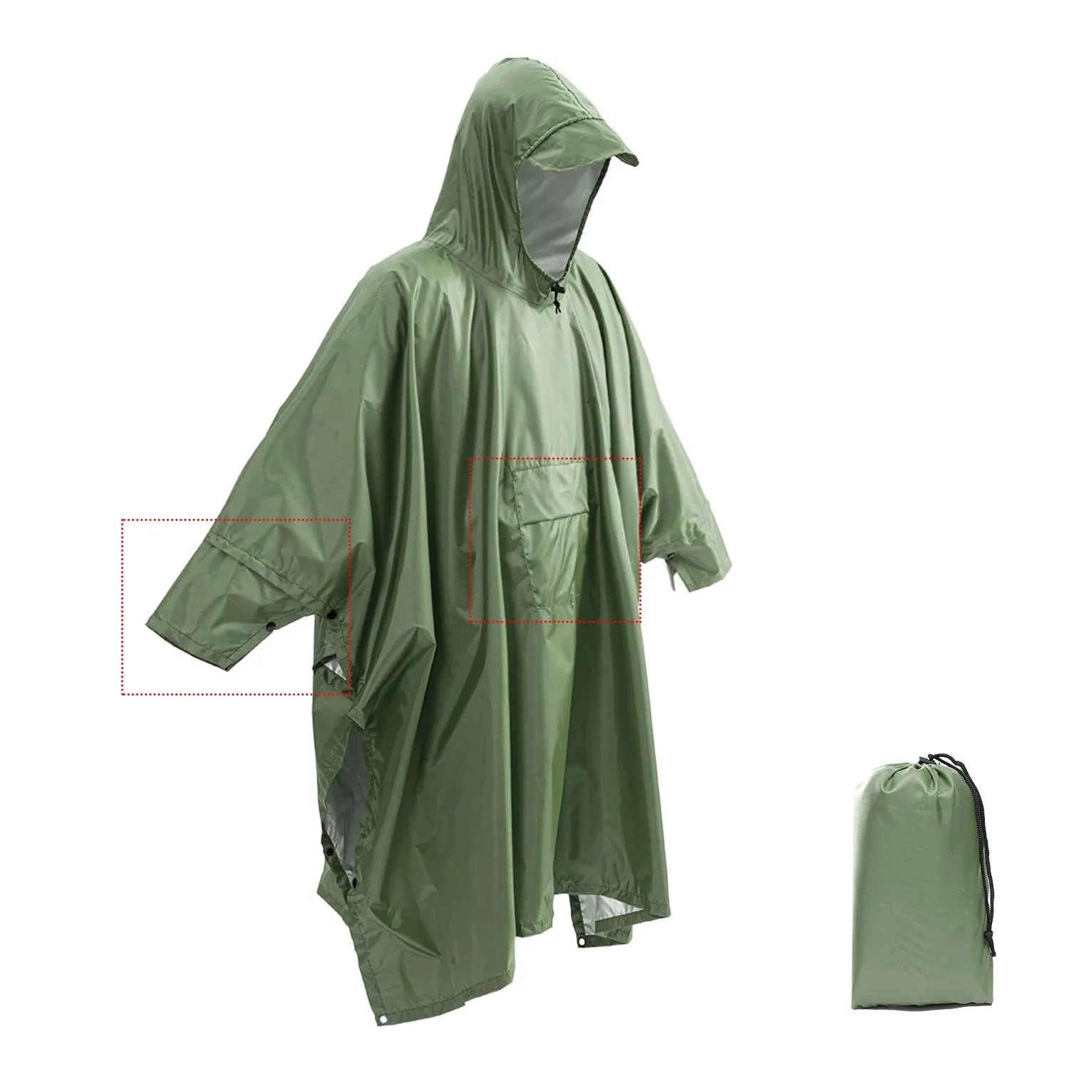 3-in-1 Outdoor Military Waterproof Raincoat - Rain Coat, Awning, Picnic Mat for Men and Women