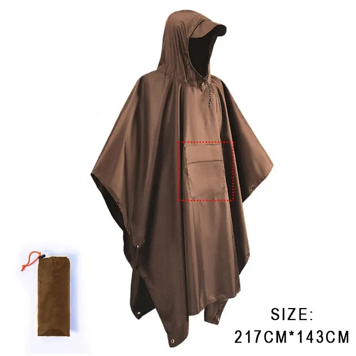 3-in-1 Outdoor Military Waterproof Raincoat - Rain Coat, Awning, Picnic Mat for Men and Women