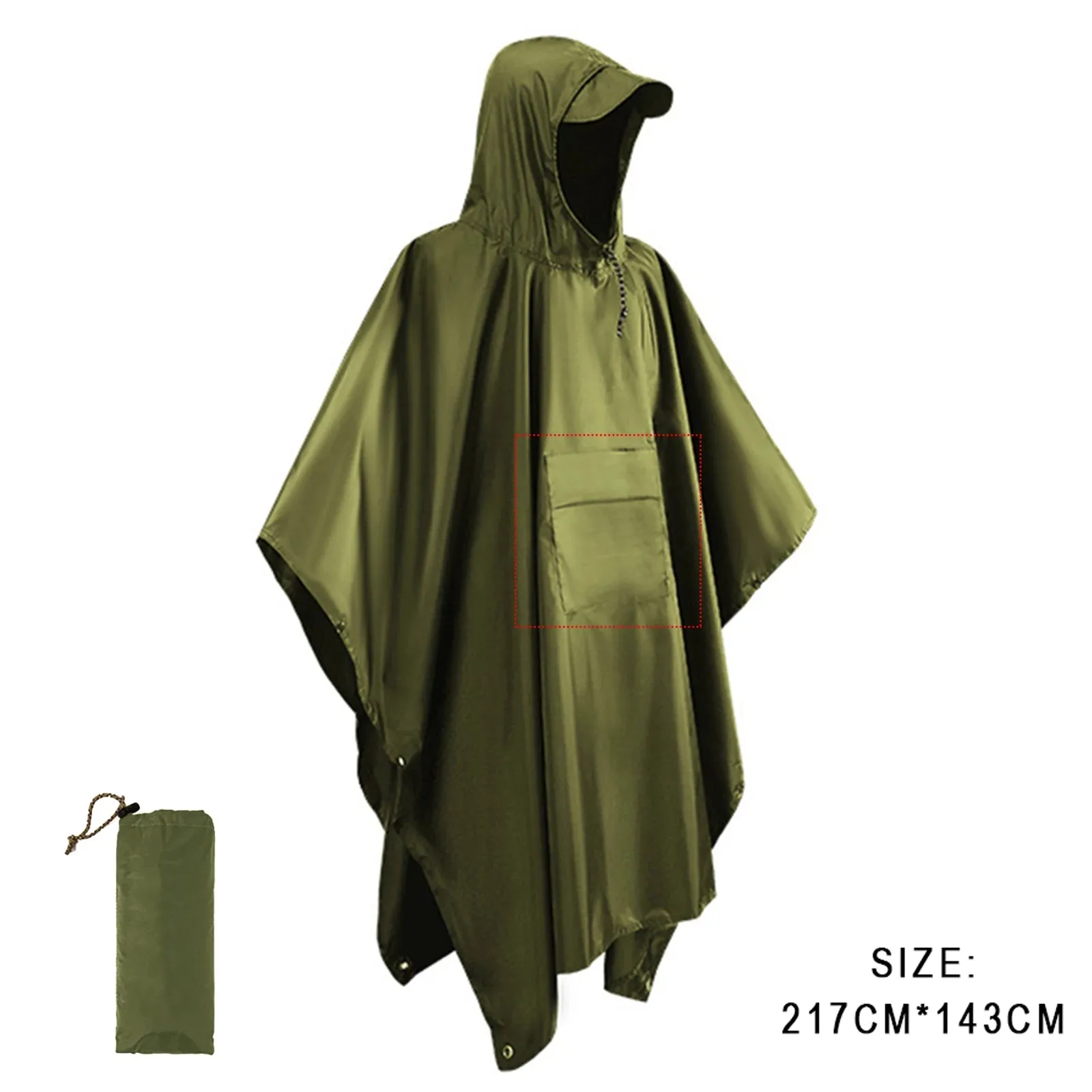 3-in-1 Outdoor Military Waterproof Raincoat - Rain Coat, Awning, Picnic Mat for Men and Women