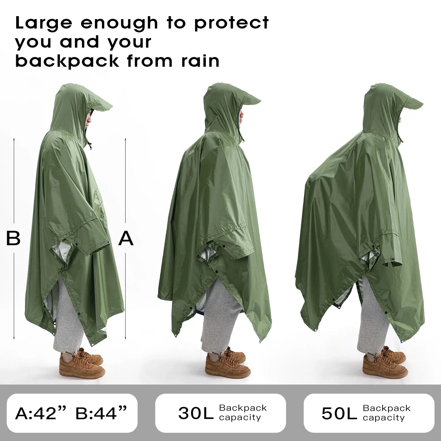 3-in-1 Outdoor Military Waterproof Raincoat - Rain Coat, Awning, Picnic Mat for Men and Women