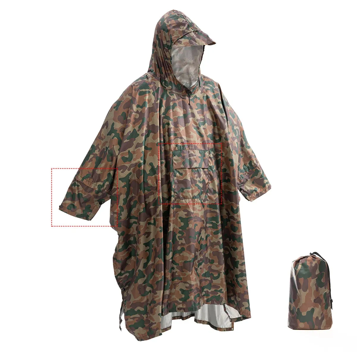 3-in-1 Outdoor Military Waterproof Raincoat - Rain Coat, Awning, Picnic Mat for Men and Women