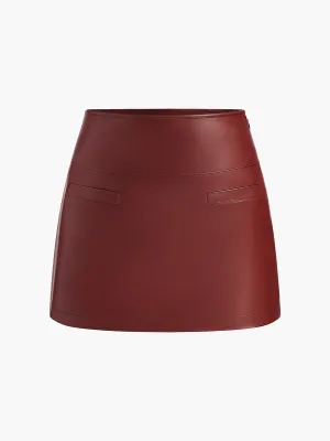 A-Line Faux Leather Mini Skirt