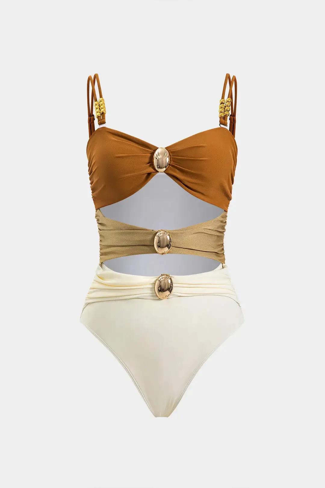 Abilene - Tummy Shaping Slip & Ruched Slit Cover Up Woman's Swimwear Set