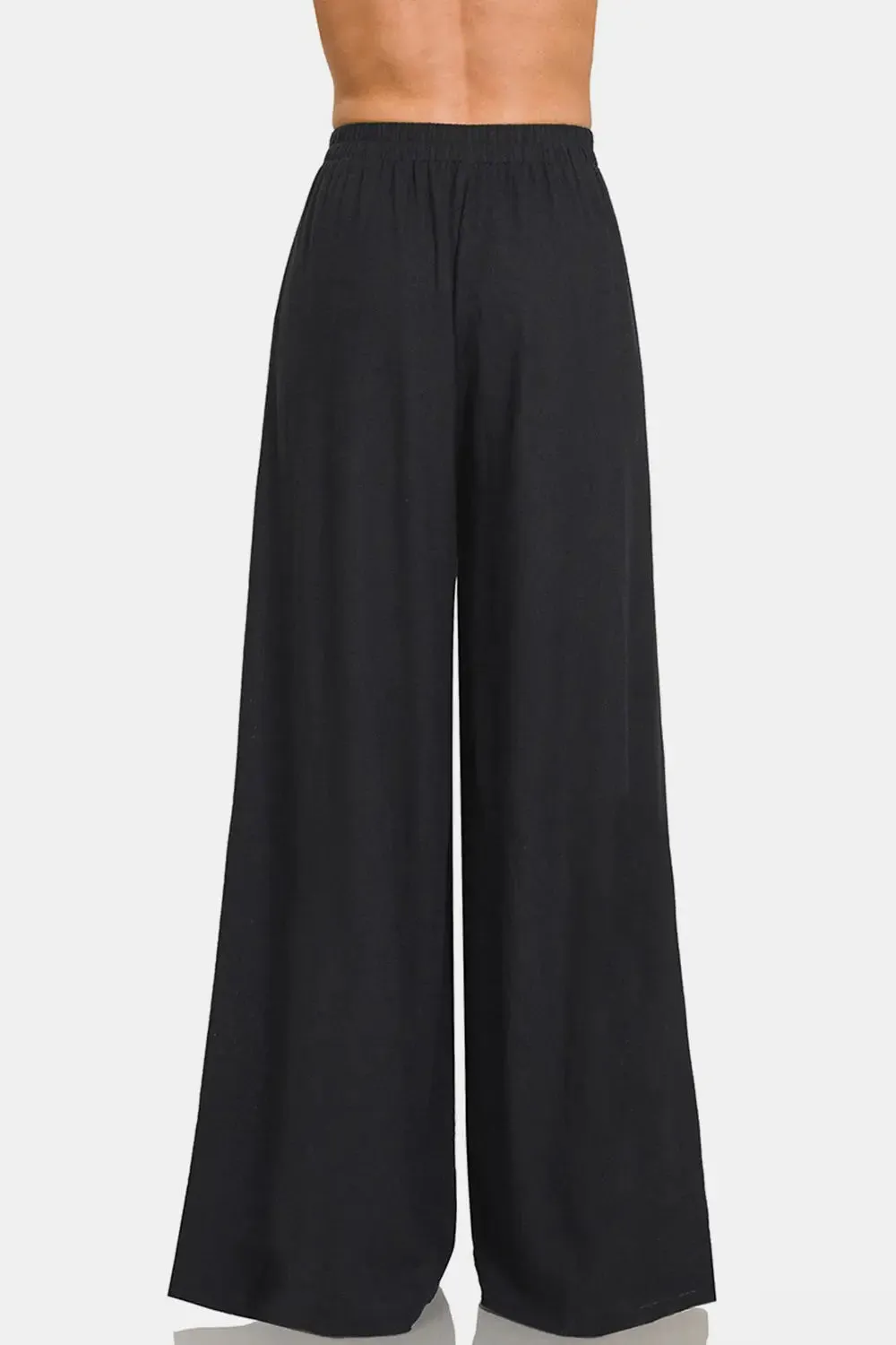 'Ada' Pleated Linen Blend Wide Leg Pants