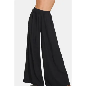 'Ada' Pleated Linen Blend Wide Leg Pants
