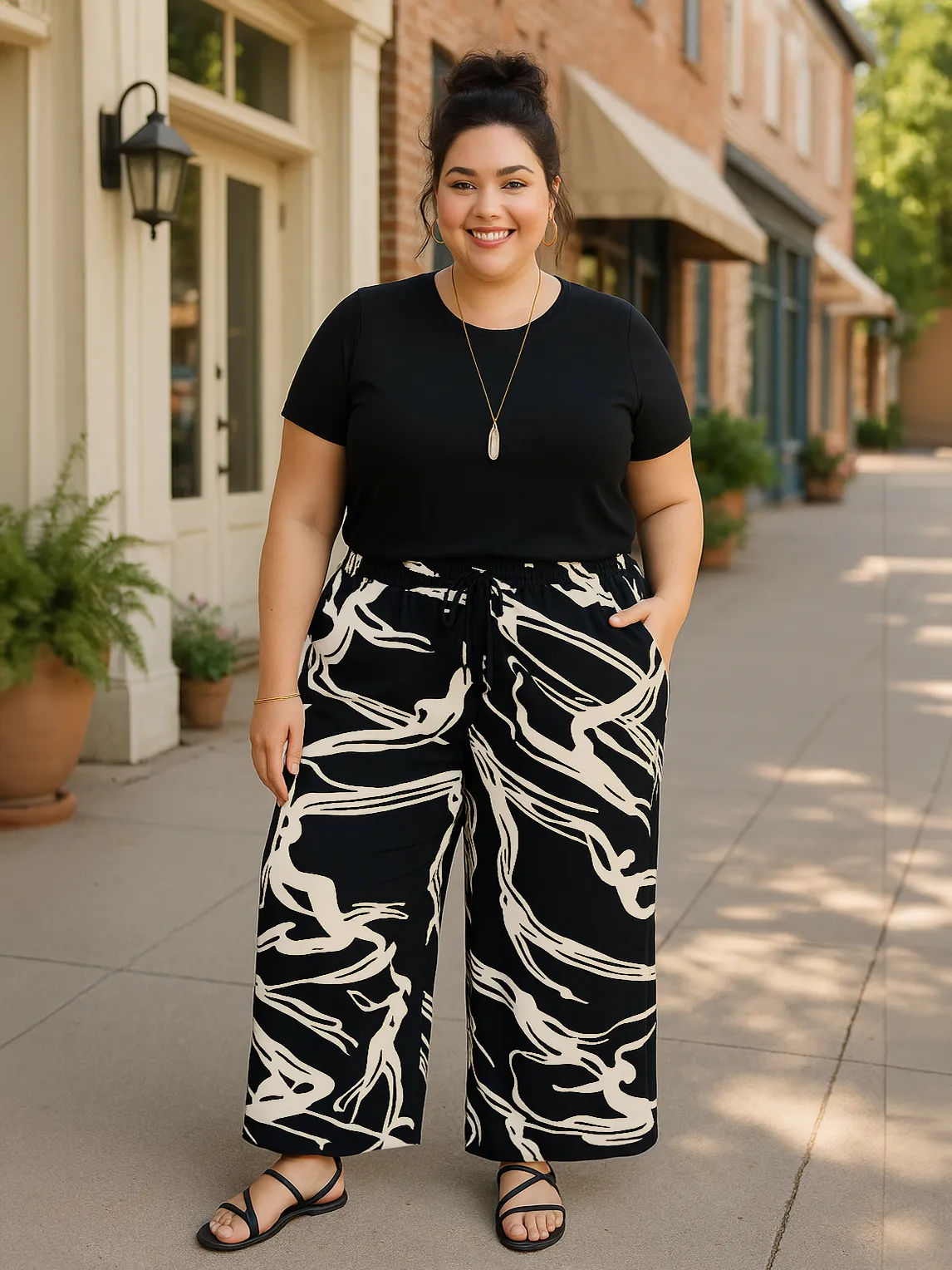 Adia Plus Size Wide Leg Casual Pant