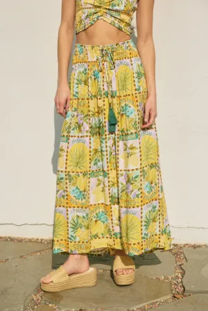 Amara Smocked Hip Midi Skirt