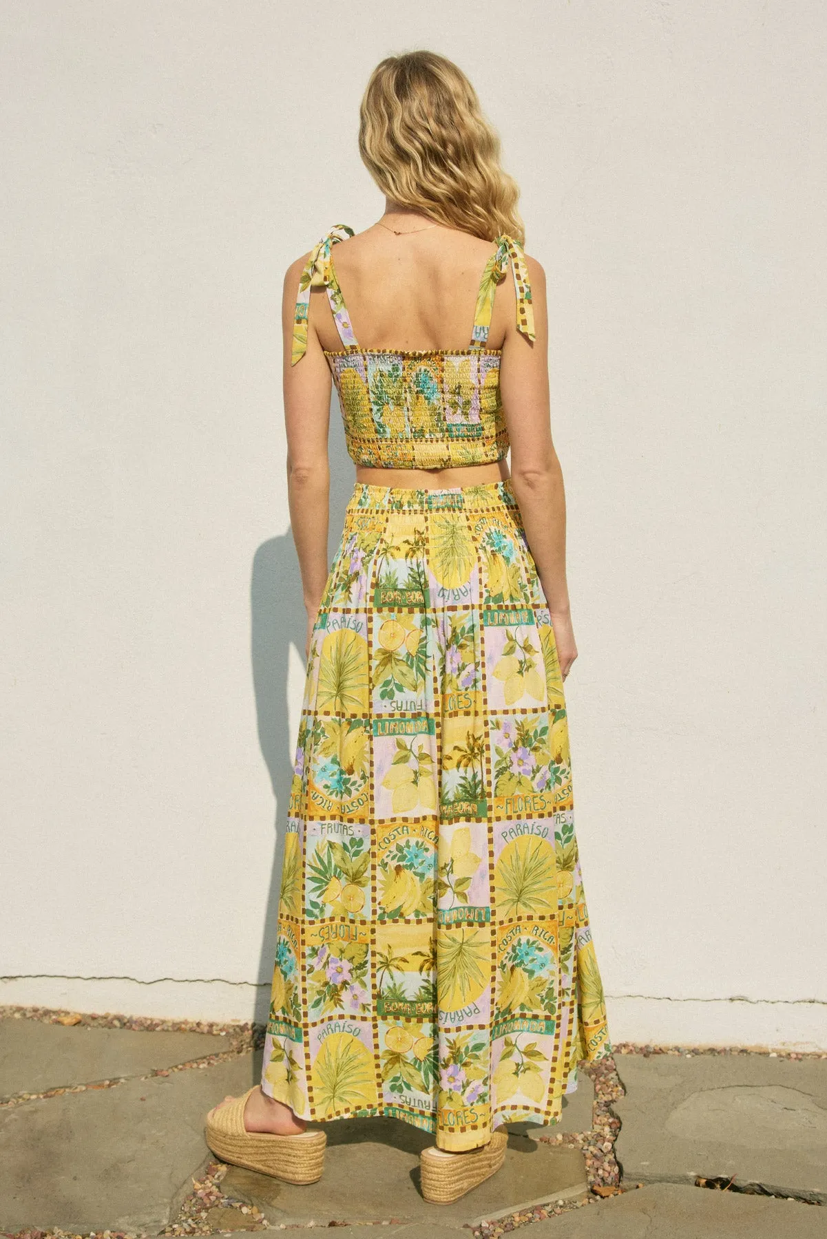Amara Smocked Hip Midi Skirt