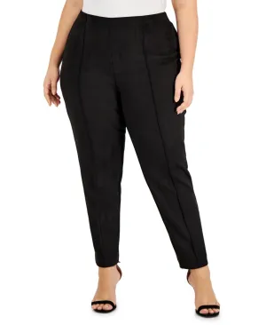 Anne Klein Womens Plus Size Faux Suede Ankle Pants 1657d64c8cac33 Black 1X