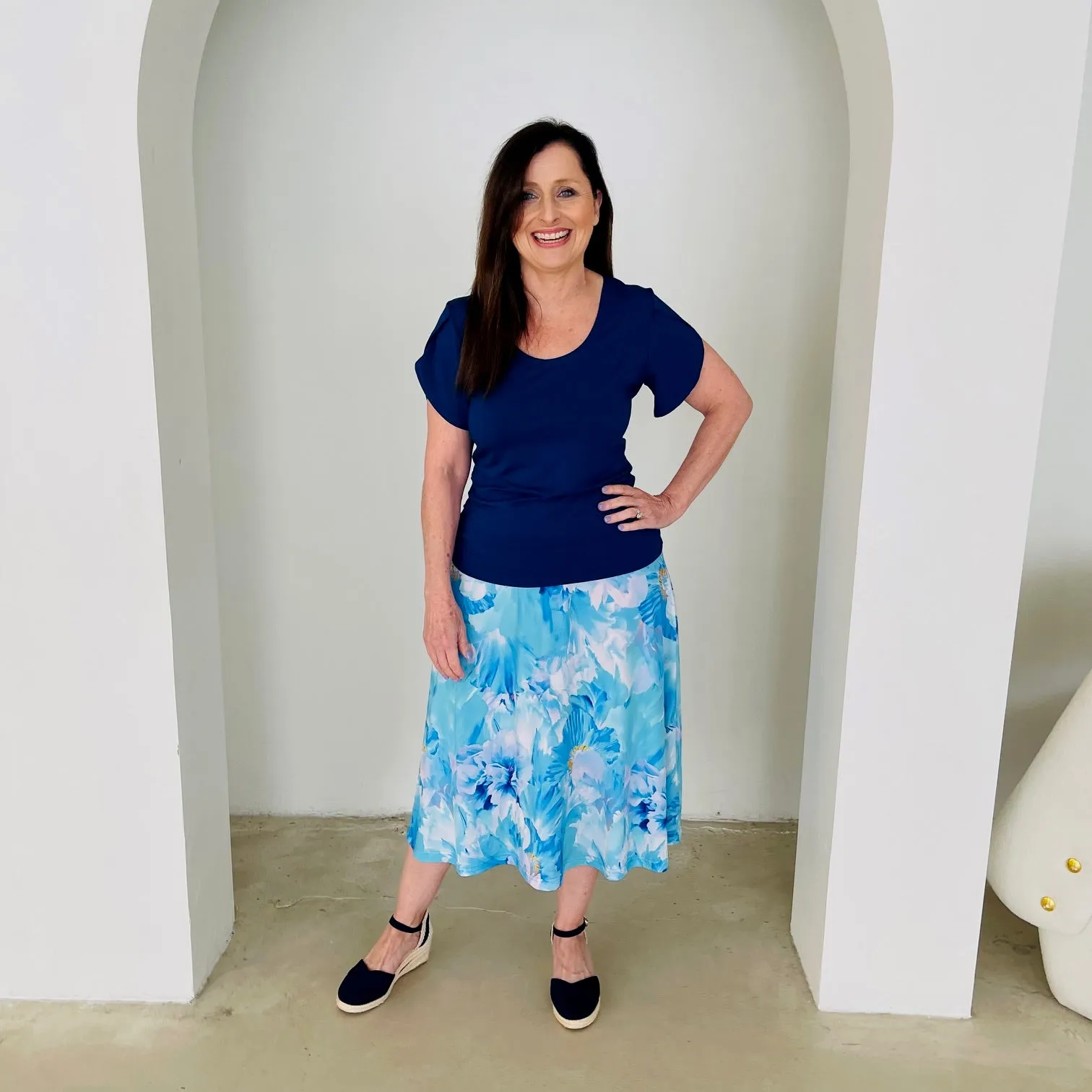 Azure Bay Midi A-line Skirt