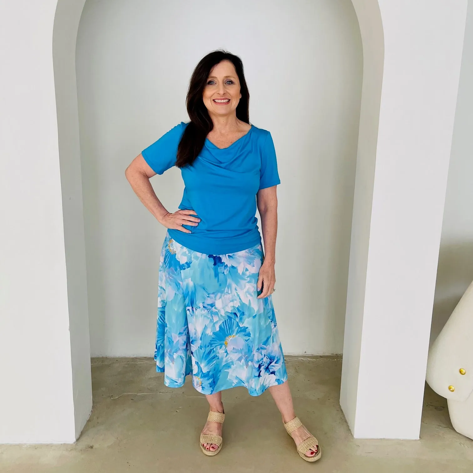 Azure Bay Midi A-line Skirt