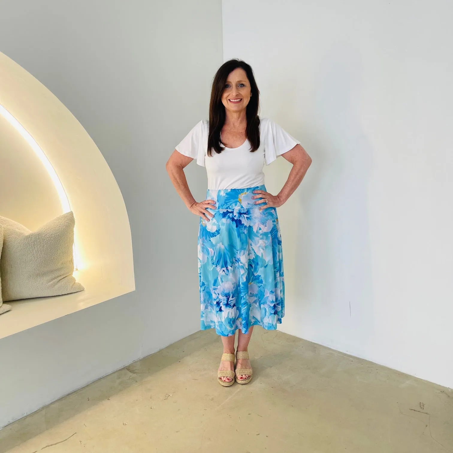 Azure Bay Midi A-line Skirt