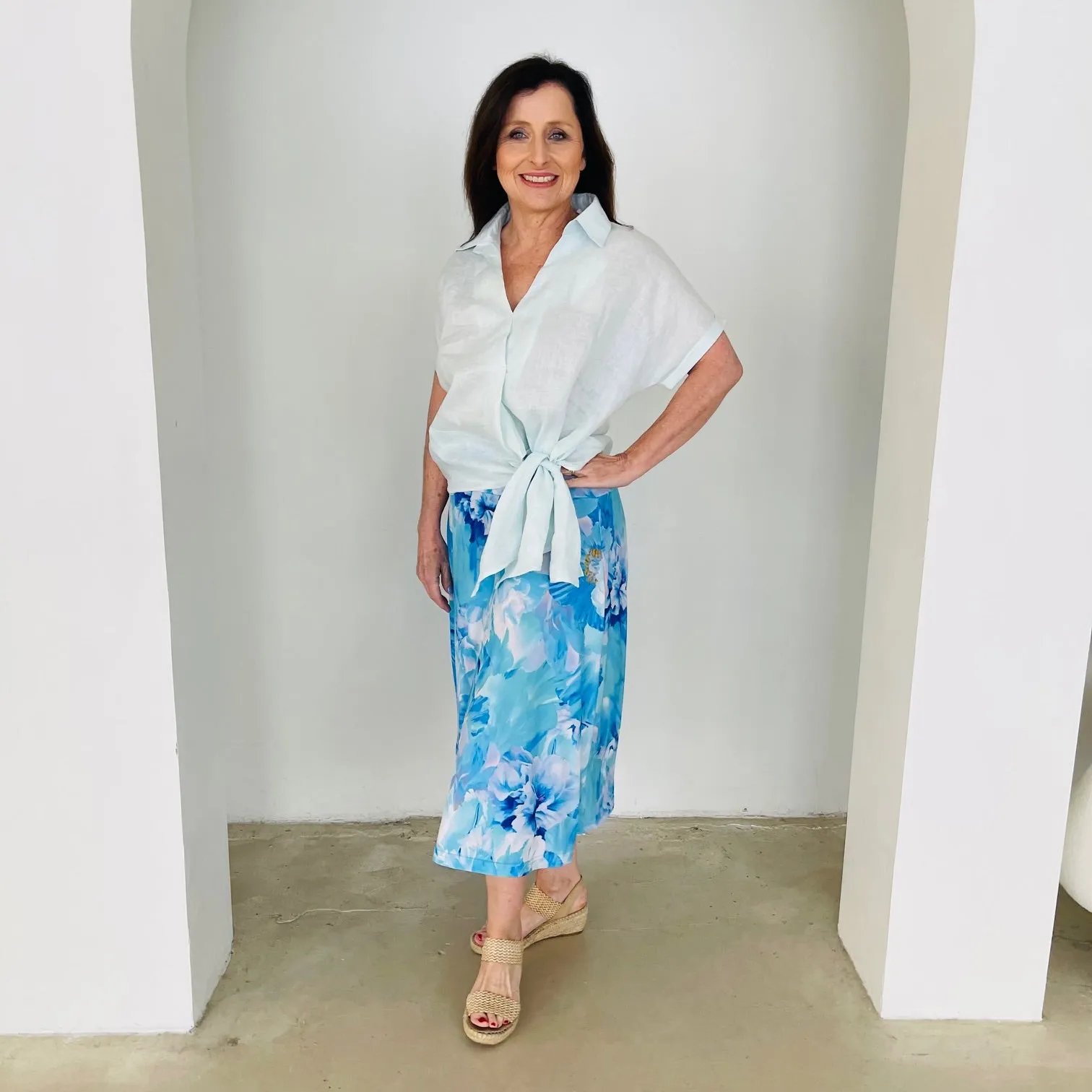 Azure Bay Midi A-line Skirt