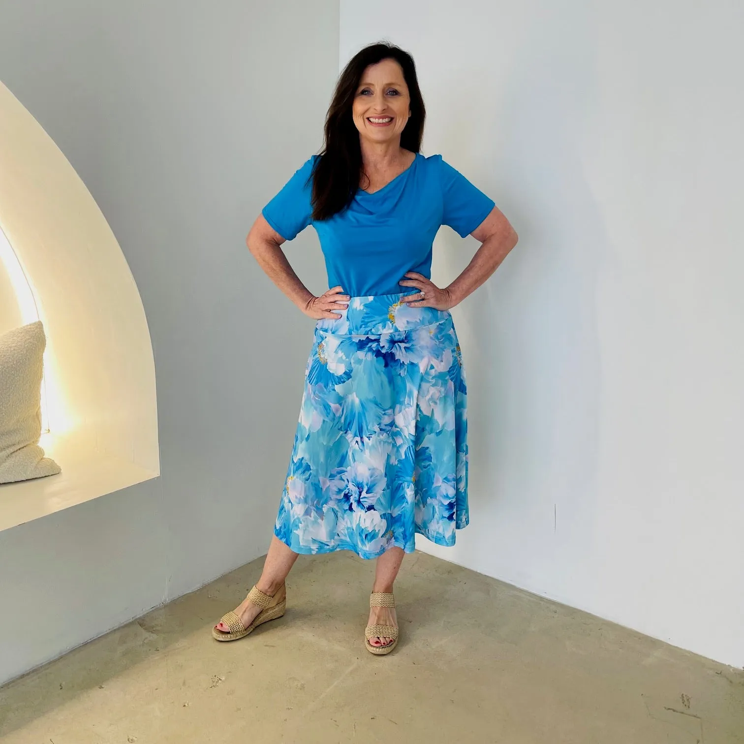 Azure Bay Midi A-line Skirt