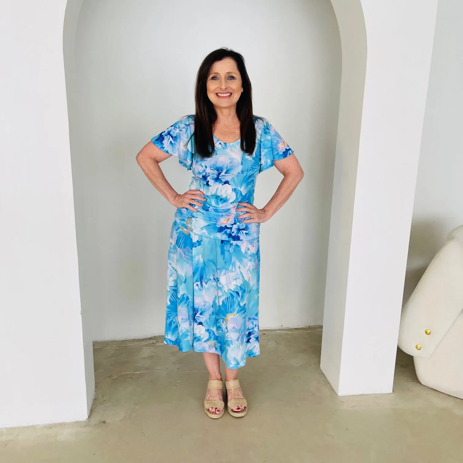 Azure Bay Midi A-line Skirt