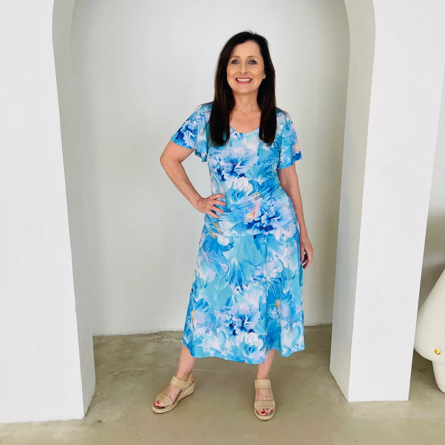 Azure Bay Midi A-line Skirt