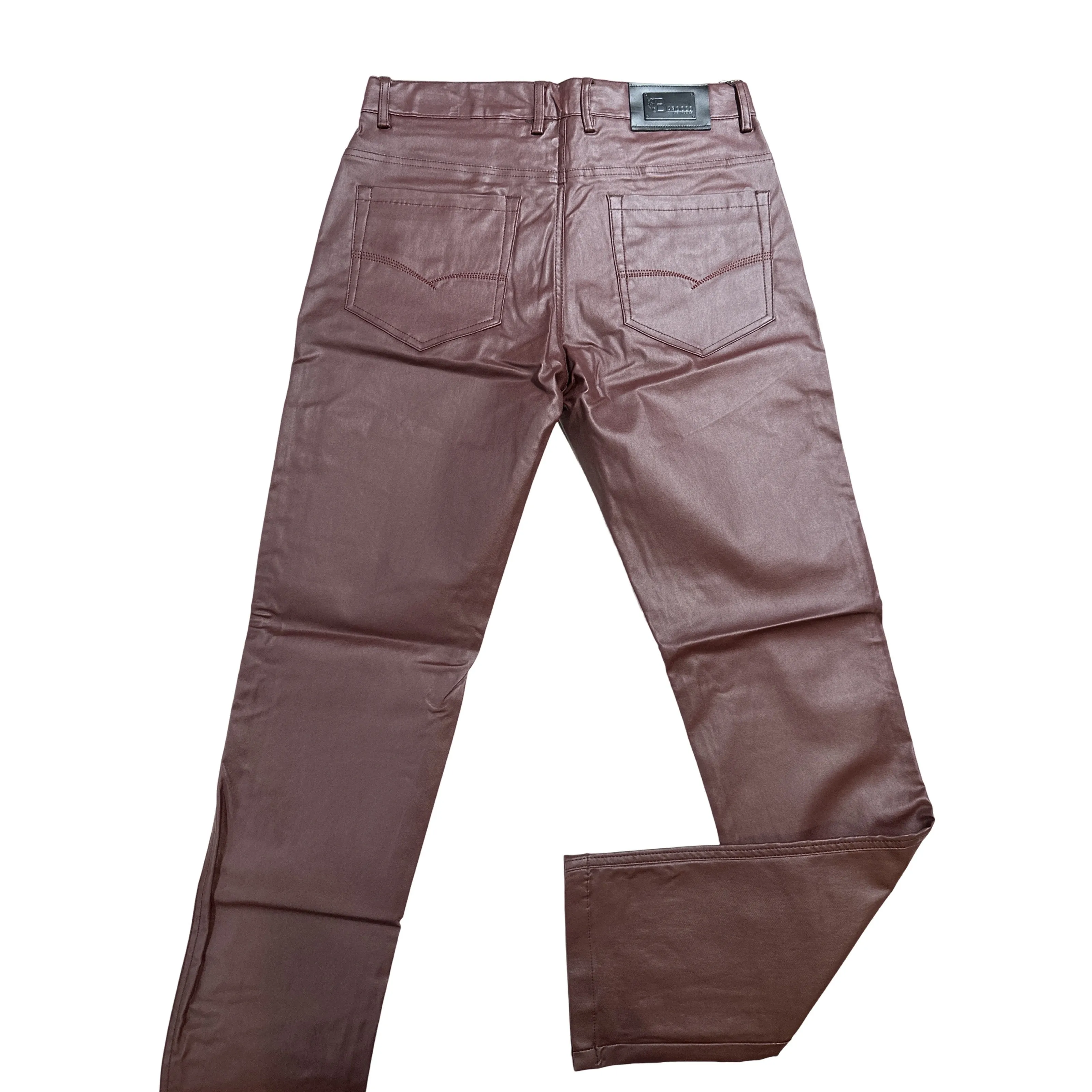 Barocco Wine PU Leather Dress Pants