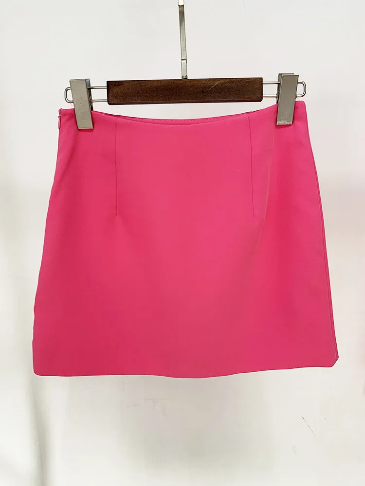 Beaded Diamond Butterfly Patterned Short Skirt Two Piece Set