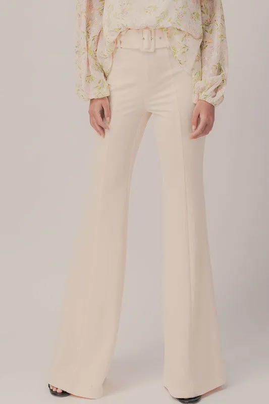 Belted Seam Front Flare Pants