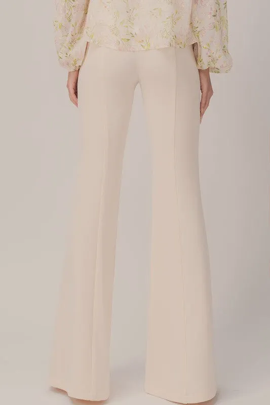 Belted Seam Front Flare Pants