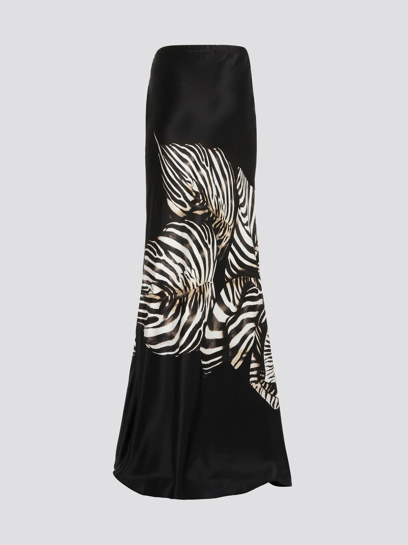 Black Foliage Flared Maxi Skirt