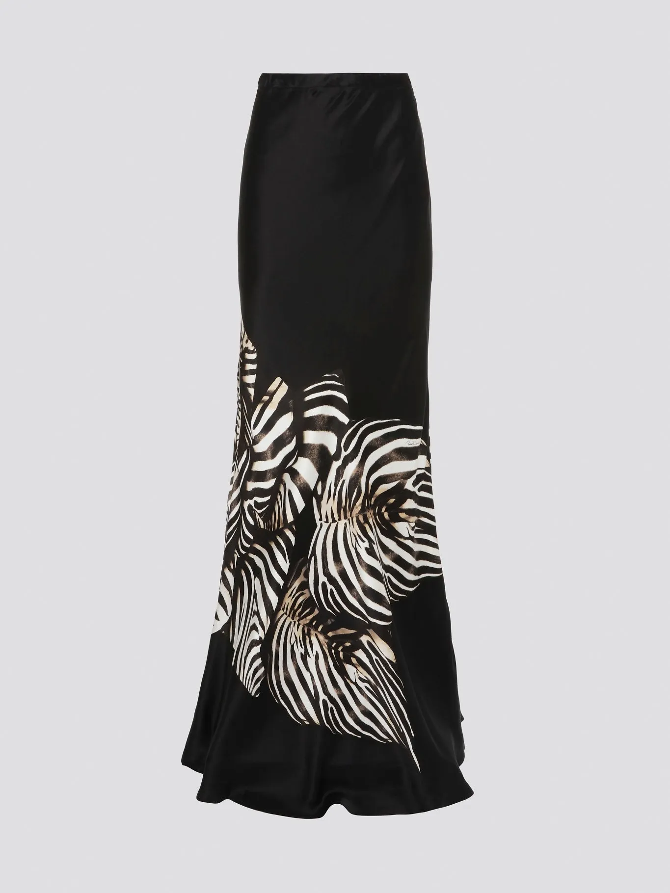 Black Foliage Flared Maxi Skirt