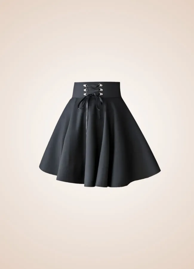Black Lace Up Gothic Skirt