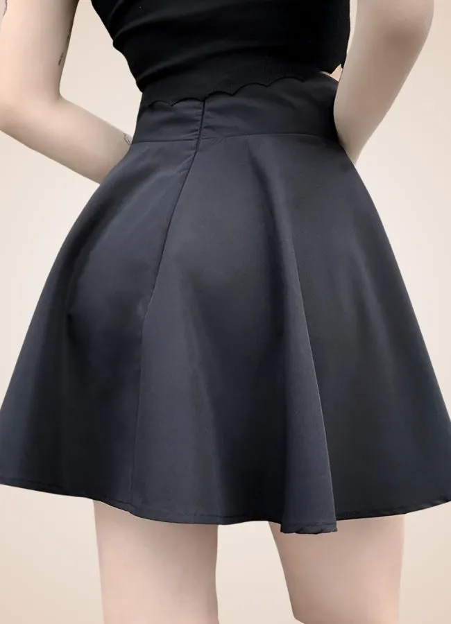 Black Lace Up Gothic Skirt