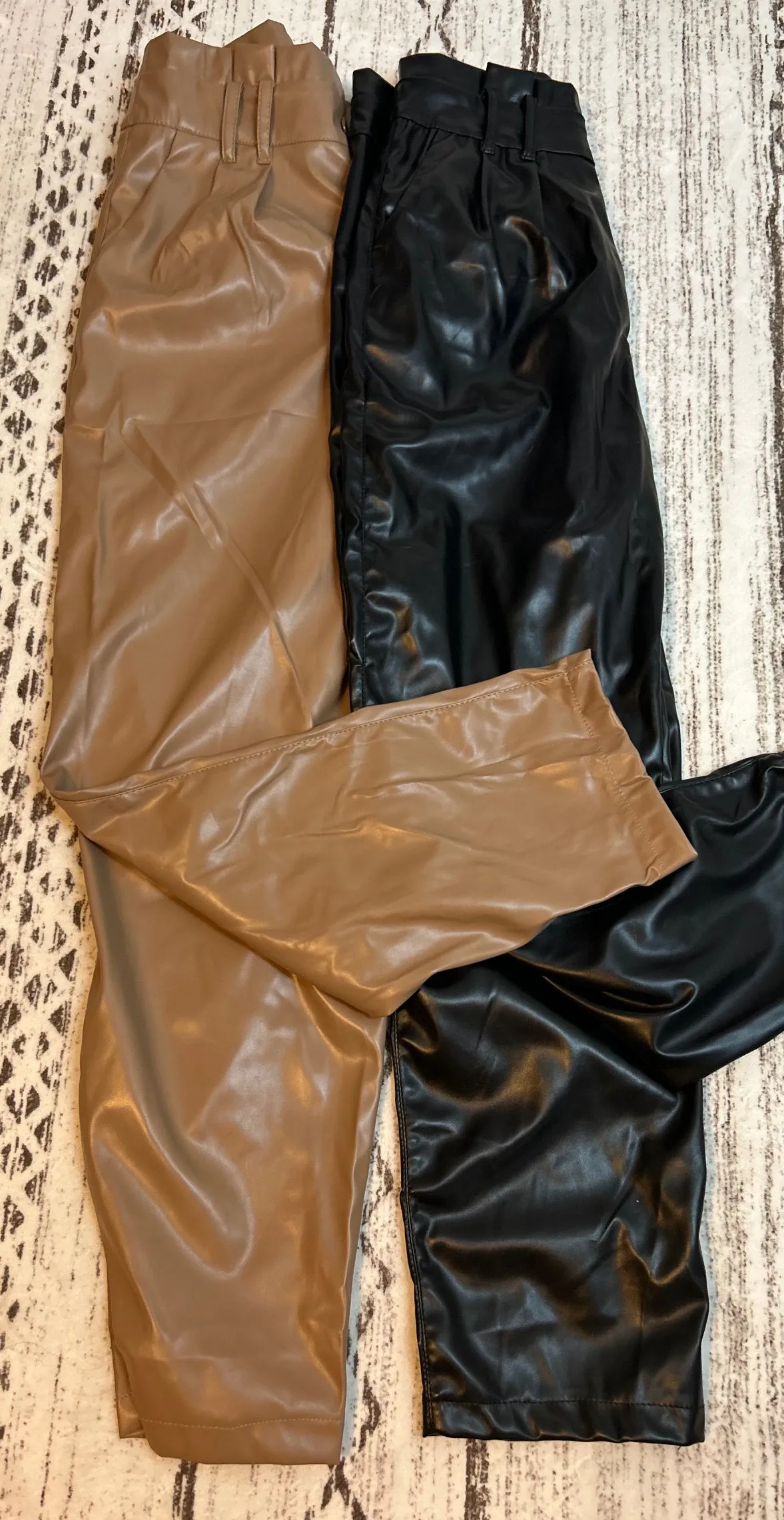 Black or Camel Belted PU Pants
