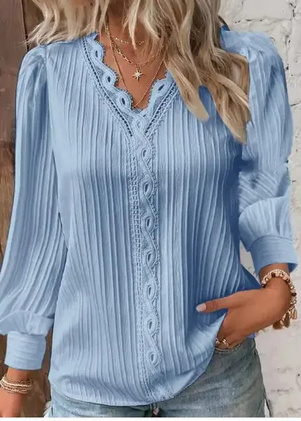 Blouse with Lace Details in Chiffon