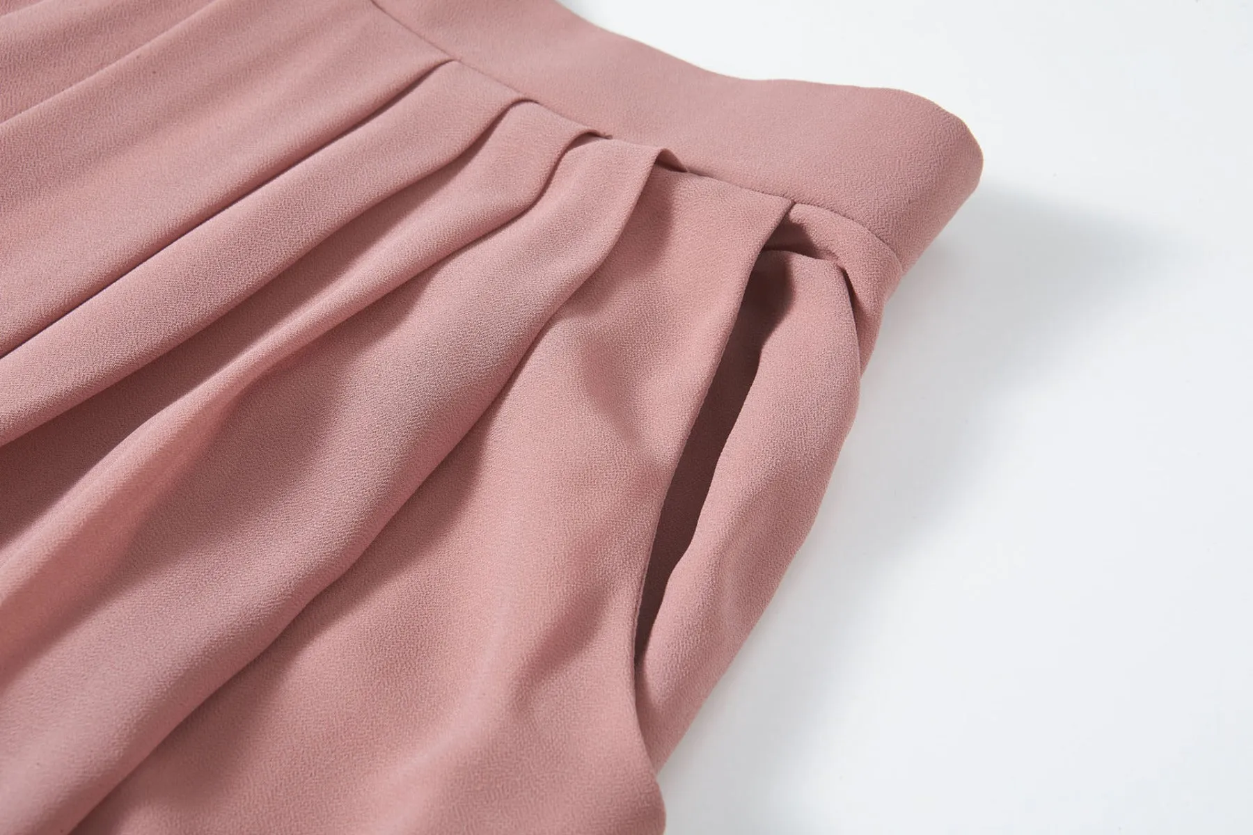 Blush Nude Pleated Maxi Chiffon Skirt