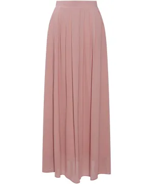 Blush Nude Pleated Maxi Chiffon Skirt