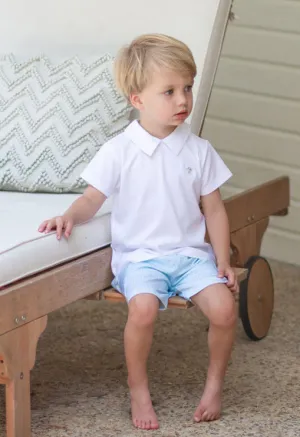 Bows and Flowers Baby Boy Shirt and Short Set Pima Cotton