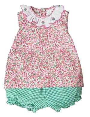 Brooke floral print Spring baby girl bloomer set