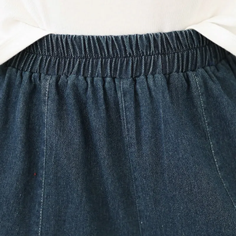 Buddha Stones Spring Vintage Distressed Tassel Design Women's Wide Leg Pants With Pockets