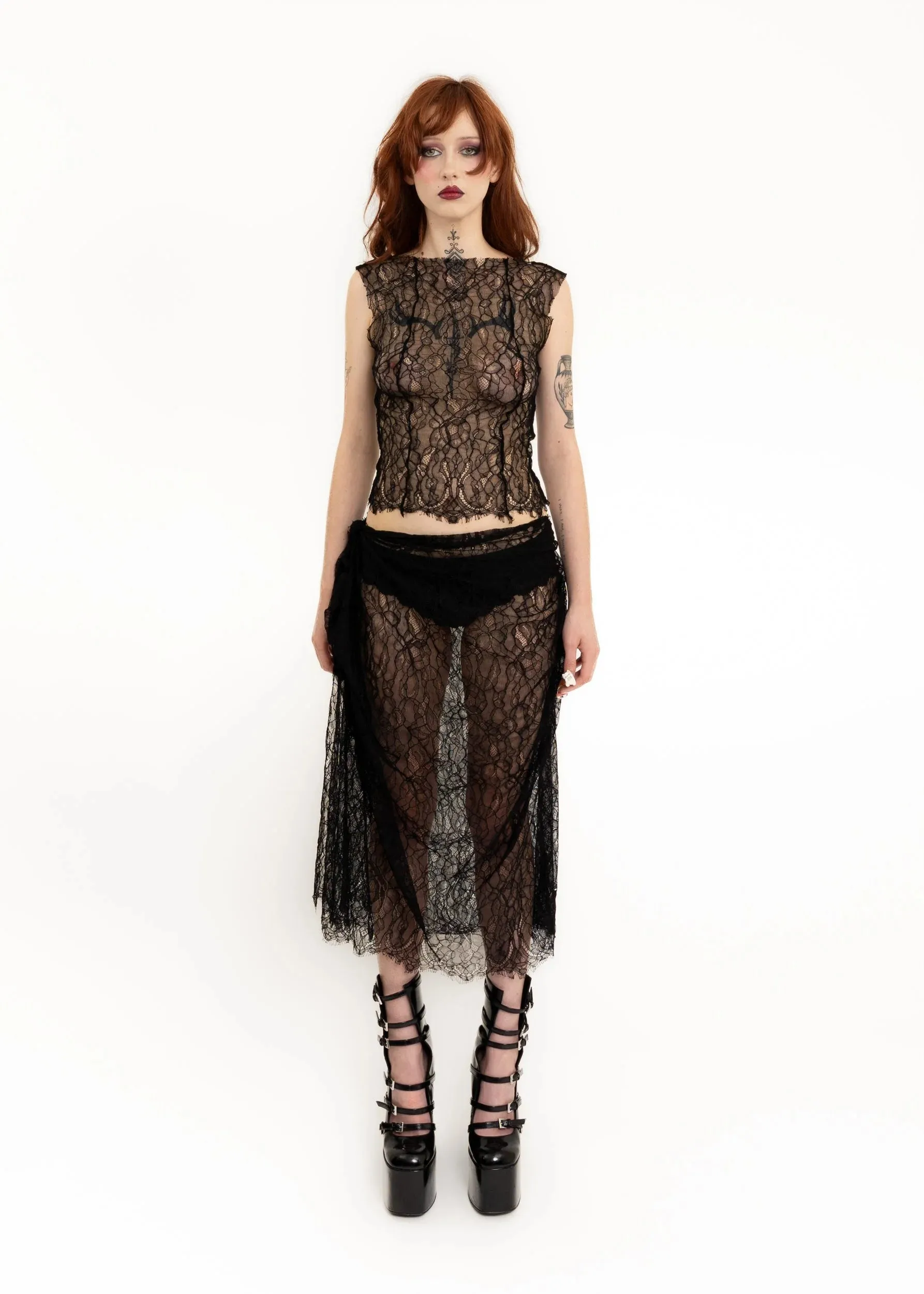 Caitlin asymmetric lace skirt