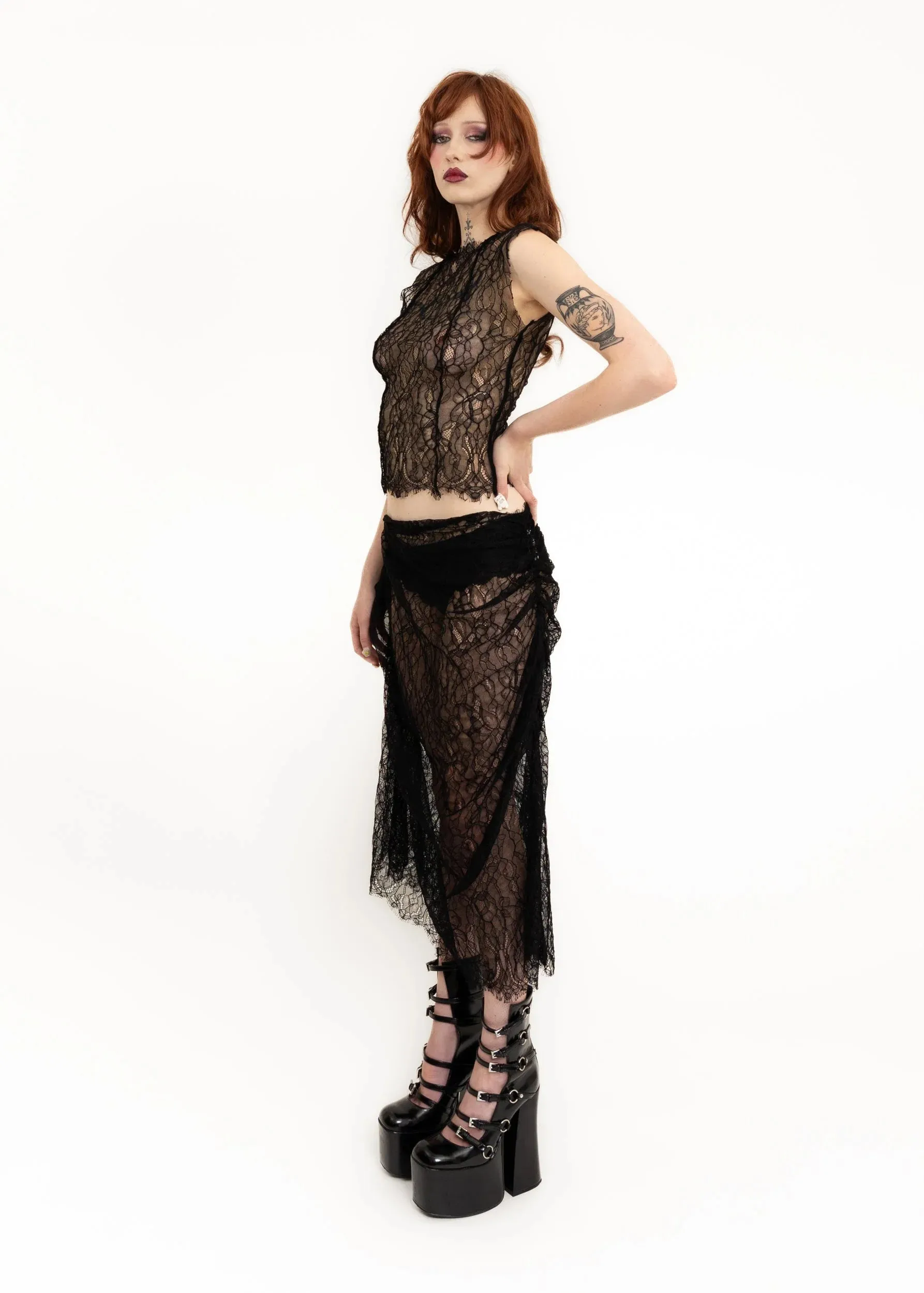Caitlin asymmetric lace skirt