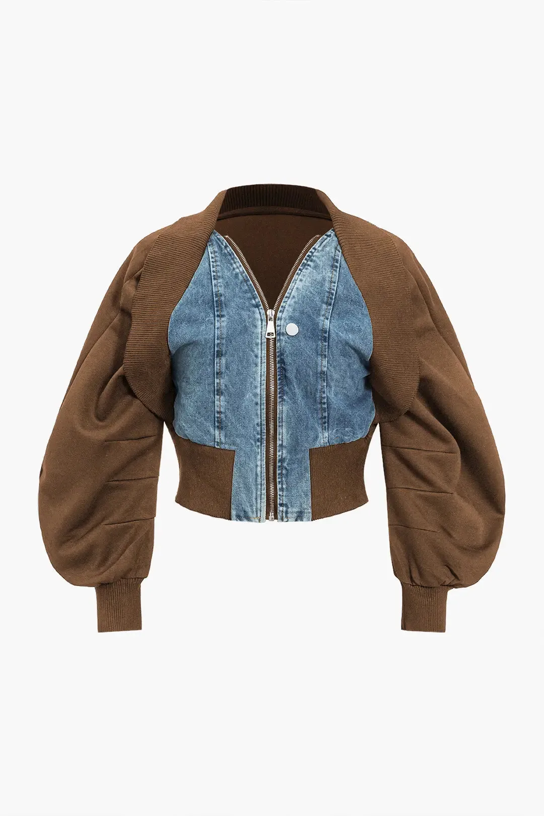 Caitlyn - Stylish Patchwork Zipper Woman's Denim Jacket