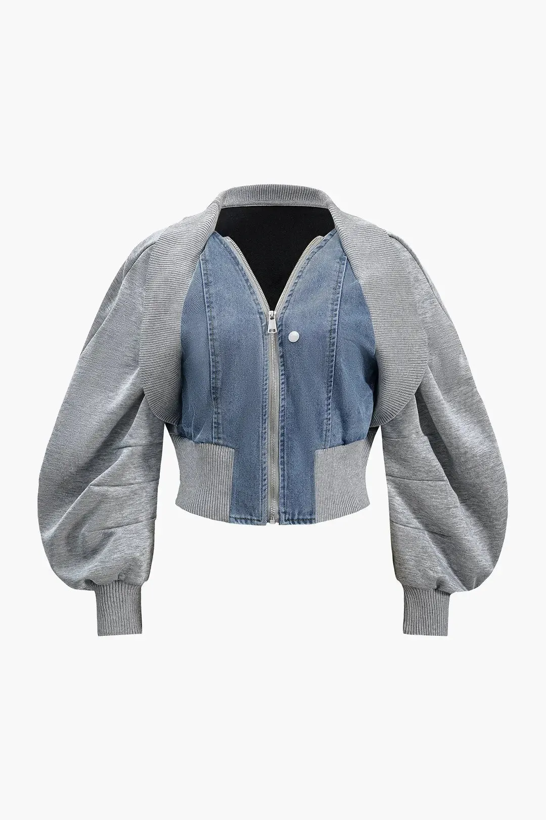Caitlyn - Stylish Patchwork Zipper Woman's Denim Jacket