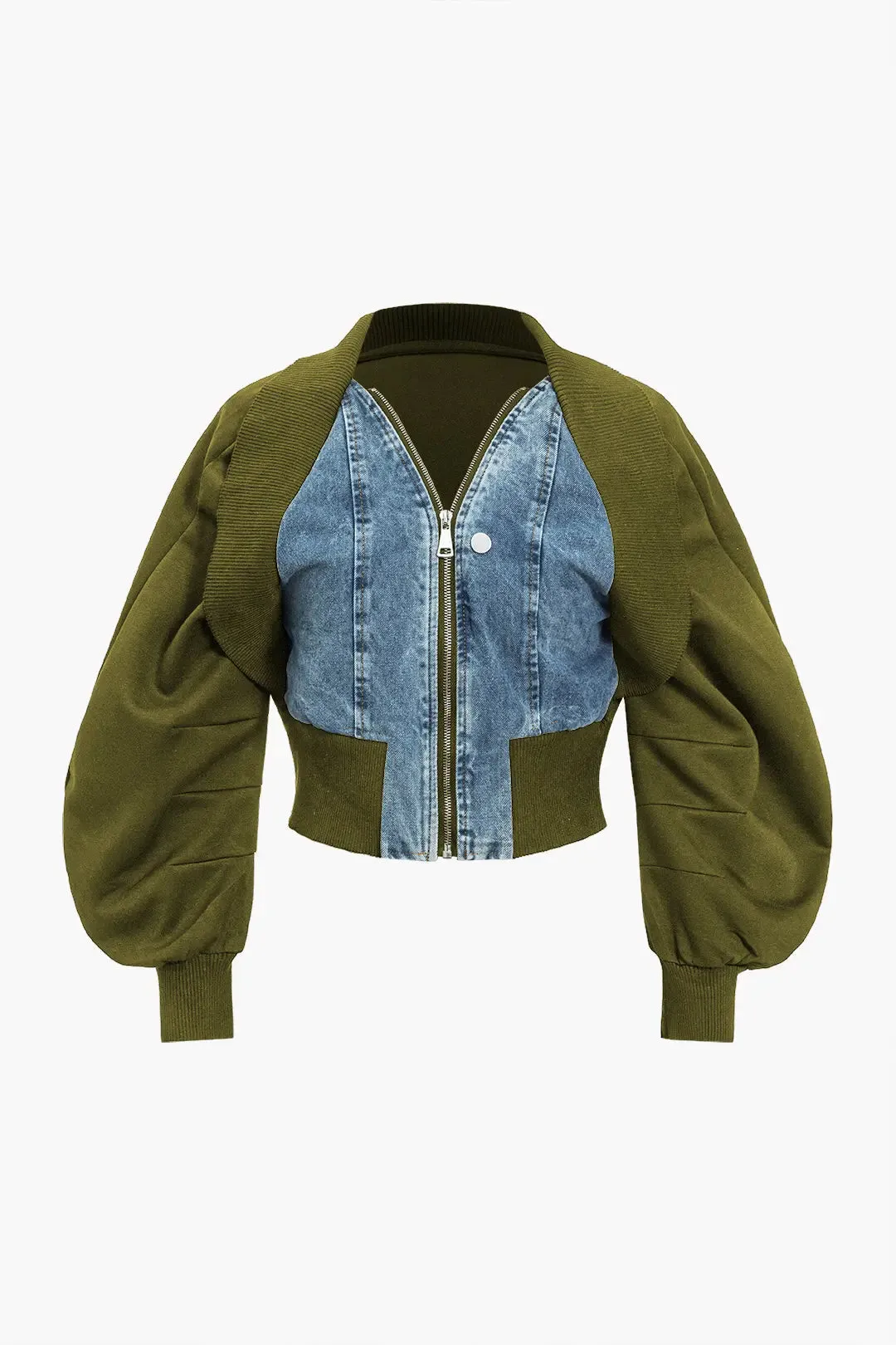Caitlyn - Stylish Patchwork Zipper Woman's Denim Jacket