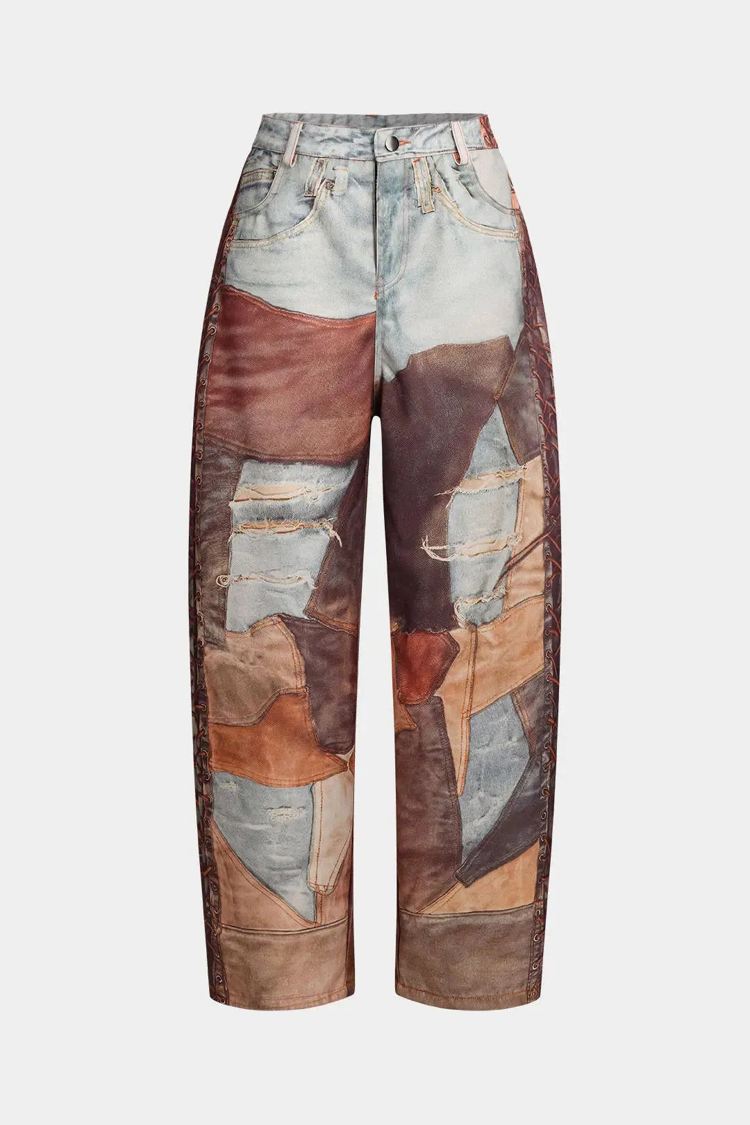 Chantelle - Elegant Color Block Woman's Wide Leg Trousers