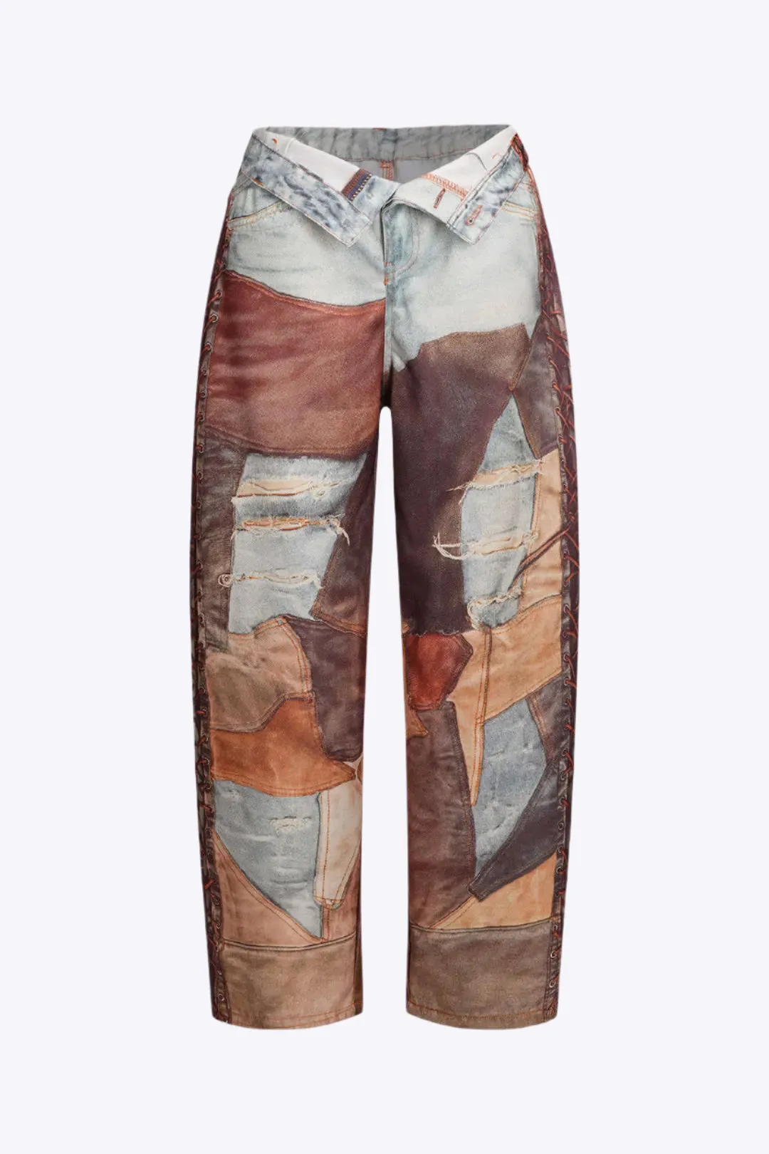 Chantelle - Elegant Color Block Woman's Wide Leg Trousers