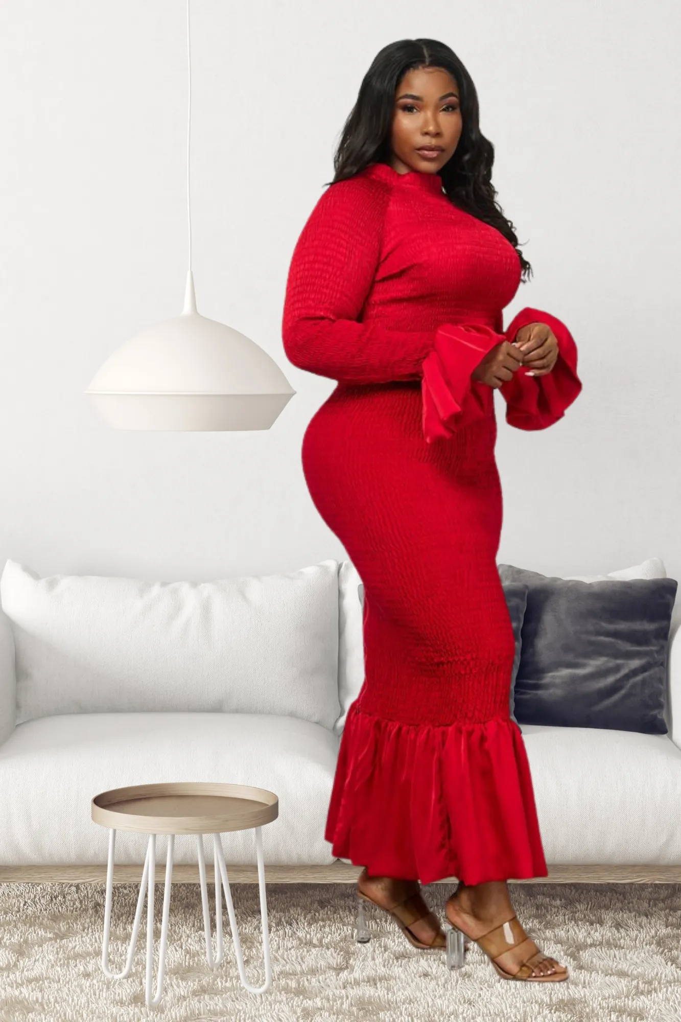 Cherry Mermaid Maxi Skirt Set