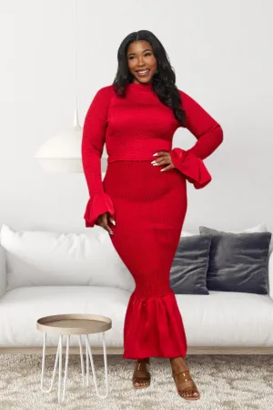 Cherry Mermaid Maxi Skirt Set