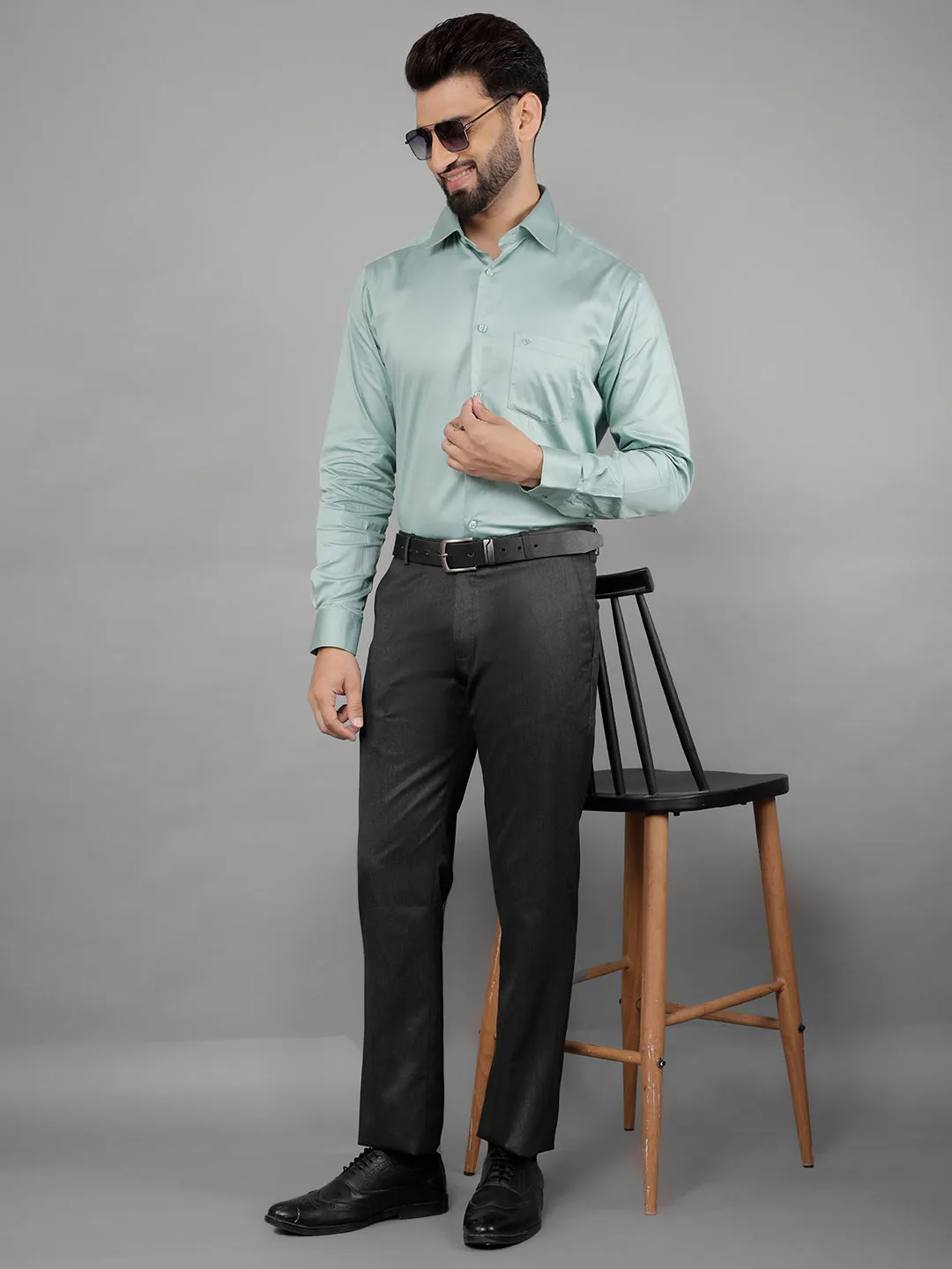 COBB MENS DARK GREY FORMAL TROUSERS