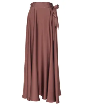 Copper Brown Flared Maxi Skirt